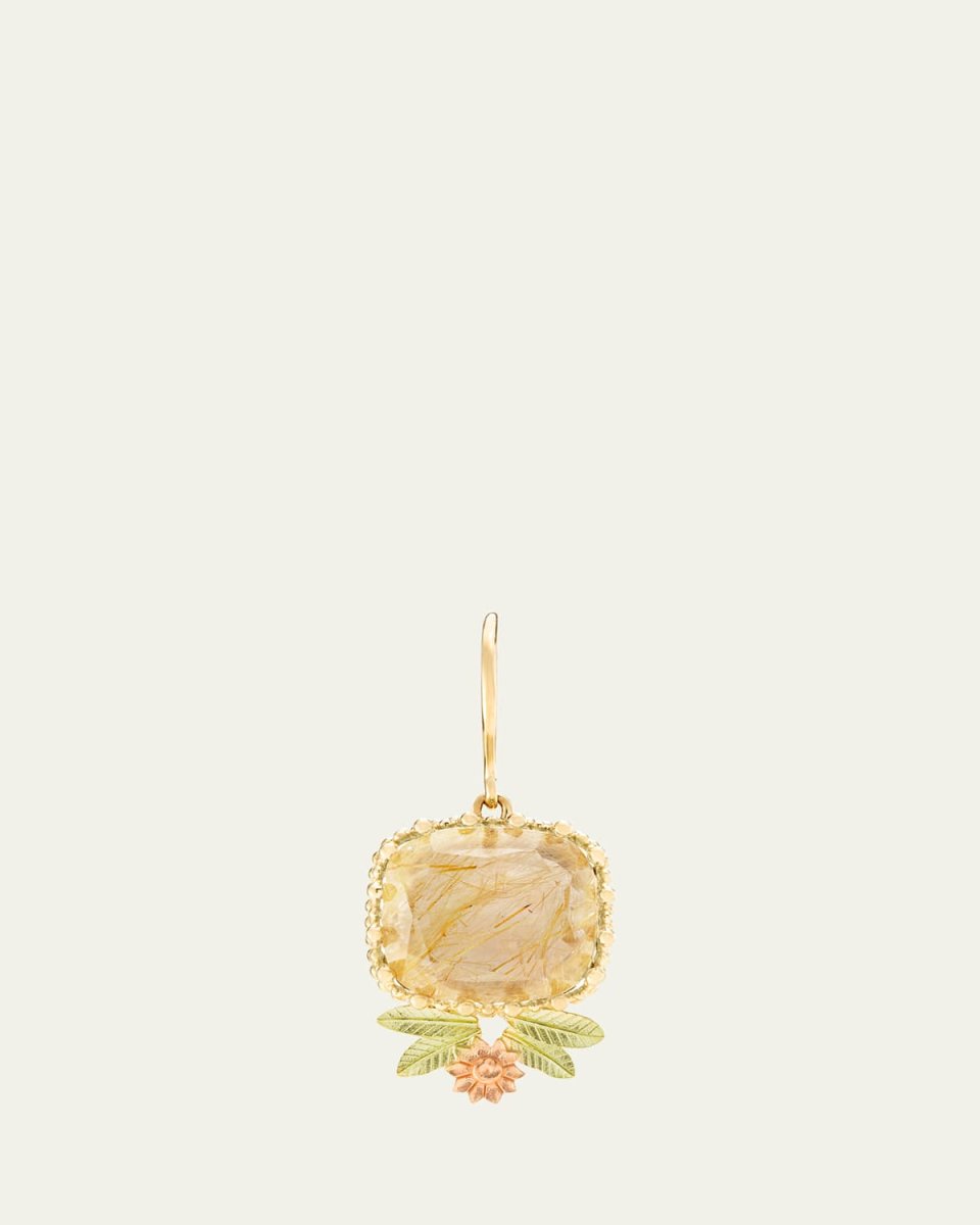 Pierreries 18K Yellow, Green, and Rose Gold Quartz Flower Earring, Single